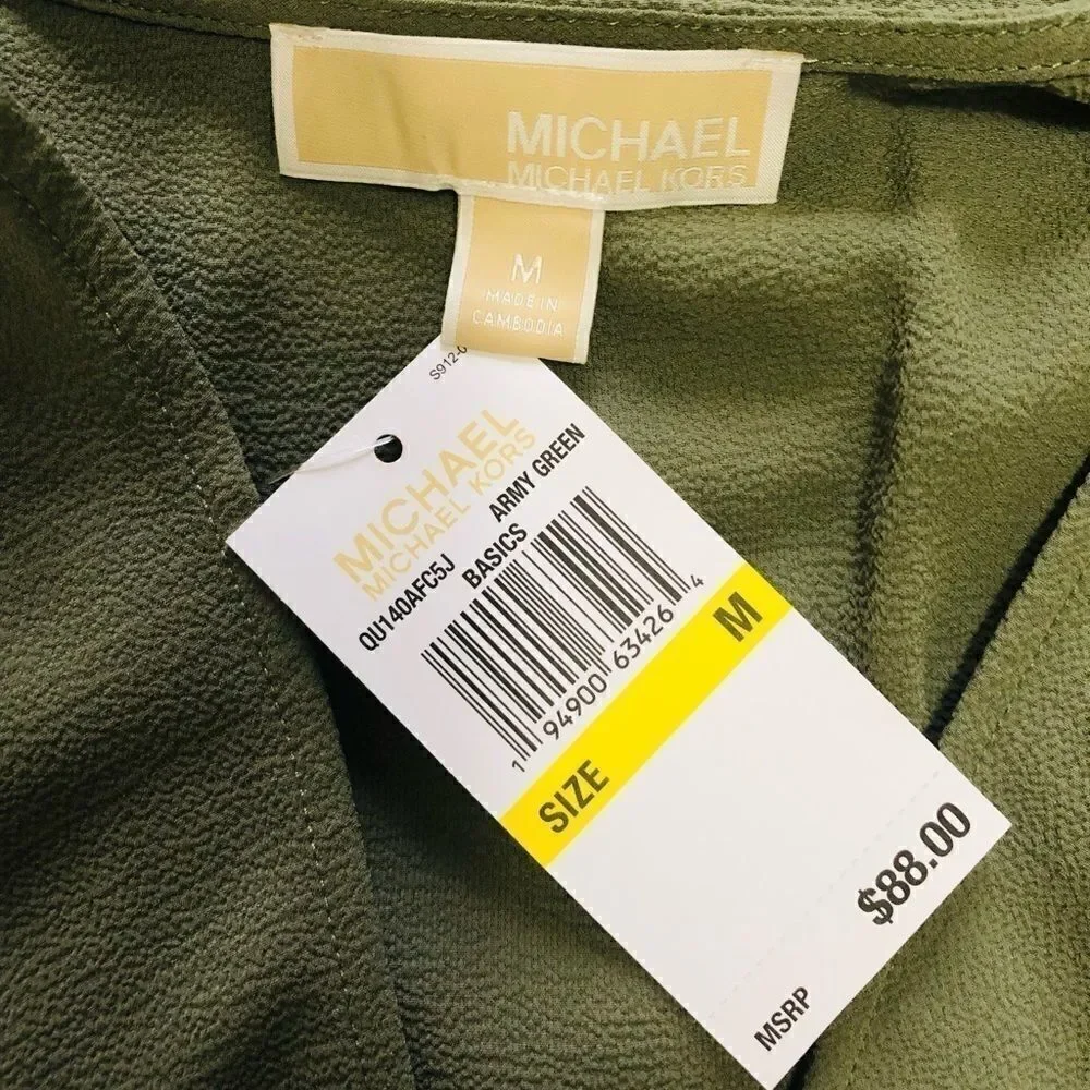 ‎Michael Kors Drape-front Tie Sleeve Blouse
